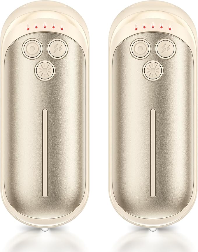 Rechargeable Hand Warmers 2 Pack, 6000mAh Electric Hand Warmer Rechargeable, 2 in 1 Portable Hand Warmers with AI Smart Chips, Outdoor, Hunting, Camping for Family for Christmas
