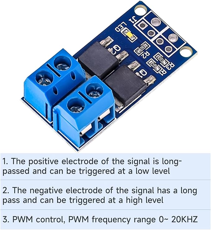 Mosfet 5PCS DC 400W 5V-36V Dual Mosfet High-Power Motor Controller Trigger Switch Drive Module 0-20KHz PWM Adjustment Electronic Switch Control Board Motor Speed Control Lamp Brightness Control
