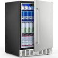 24 Inch Under Counter Beverage Refrigerator, Built-in and Freestanding Beverage Fridge Cooler 180 Cans with Stainless Steel Seamless Door, Powerful Cooling Compressor for Patio Kitchen, Commercial Use