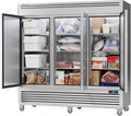 Coolake 82" Commercial Reach-in Freezer 3 Solid Doors, 72 Cu.ft Stainless Steel Fan Cooling Upright Freezer 12 Adjustable Shelves, Commercial Freezer for Restaurant Kitchen Grocery Store Prep Area