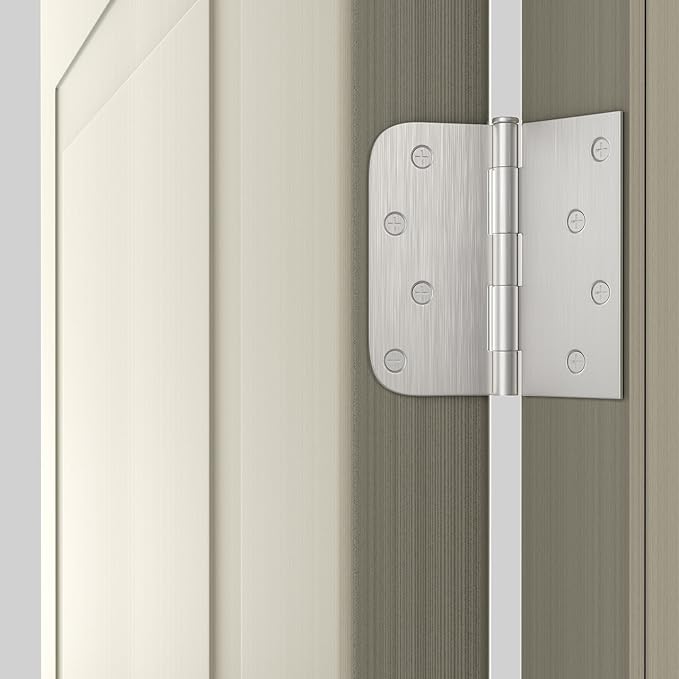 goldenwarm 6 Pack Brushed Nickel Door Hinges 4 inch Door Hinge Satin Nickel Iron Hinges with Square & Round Corners
