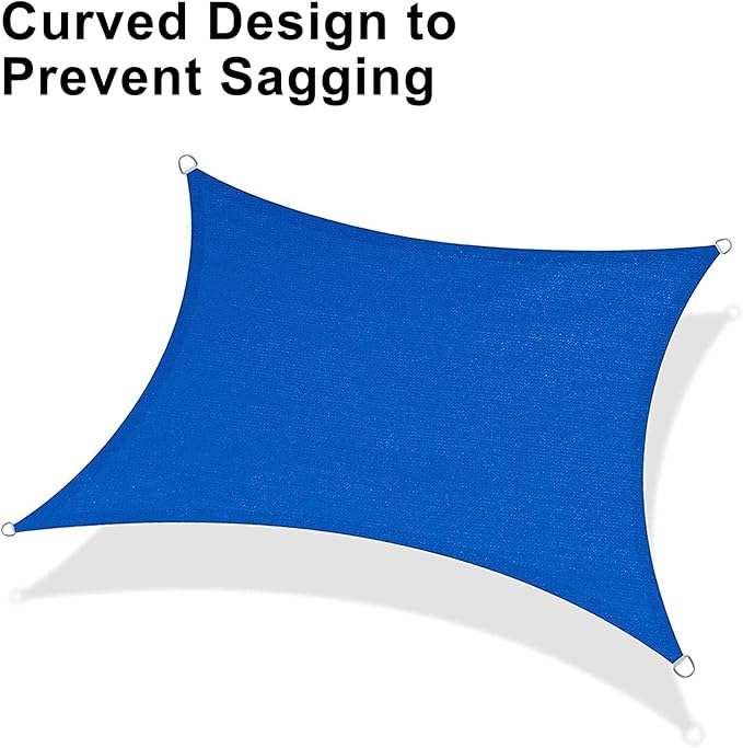 LOVE STORY 8' x 14' Blue Sun Shade Sail Rectangle SS-160 UV Block Shade Canopy Sunshade for Patio Garden Backyard (We Make Custom Size)