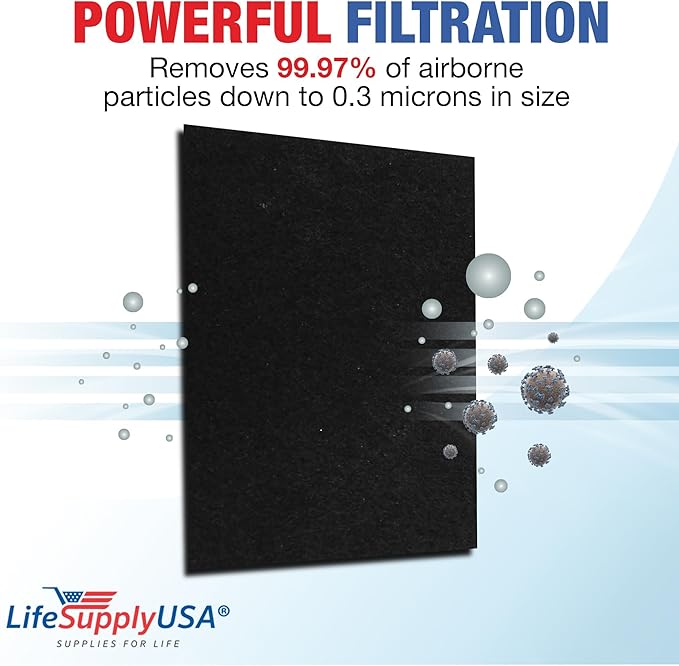 Cut to Fit Activated Carbon Filter Sheet 10x49" Compatible with Honeywell Furnace HVAC, Universal Air Purifier Charcoal Filter Roll for HVAC, AC, Window, Range Hood by LifeSupplyUSA