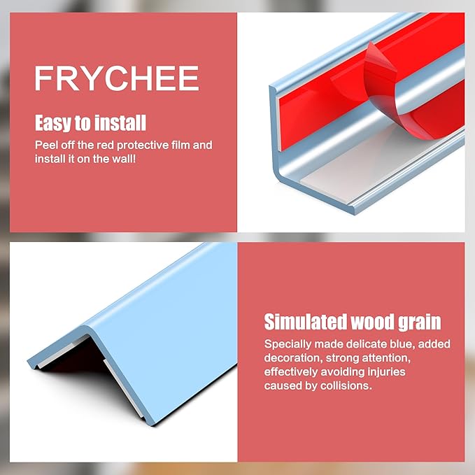 ‎Frychee Wall Corner Protector, Walls Edge Protector，Self-Adhesive Wall Corner Guards,PVC Double Side Edge Protector， Furniture Stairs Guard (Blue 2PCS 120cm/47.2in)