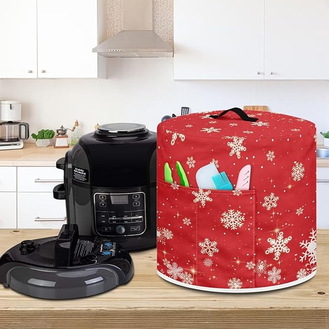 Snowflakes Dust Cover for Kitchen Instant Pot Accessories Appliance Cover Quart Pressure Cooker Air Fryer Rice Cooker Kitchen Appliance Dust Covers with Storage Pockets Size S