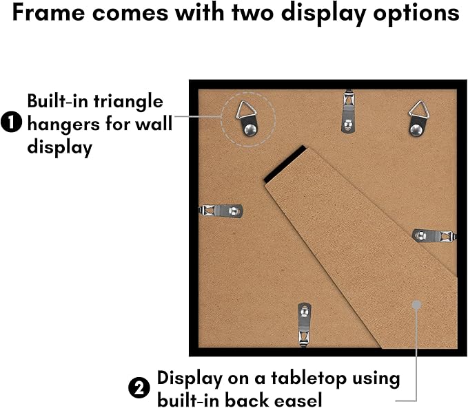 Americanflat 10x10 Picture Frame with Polished Plexiglass - Set of 5 - Use as 8x8 Frame with Mat or Display 10x10 Photo Without Mat - Galleria Collection - Square Frames for Tabletop or Wall - Black