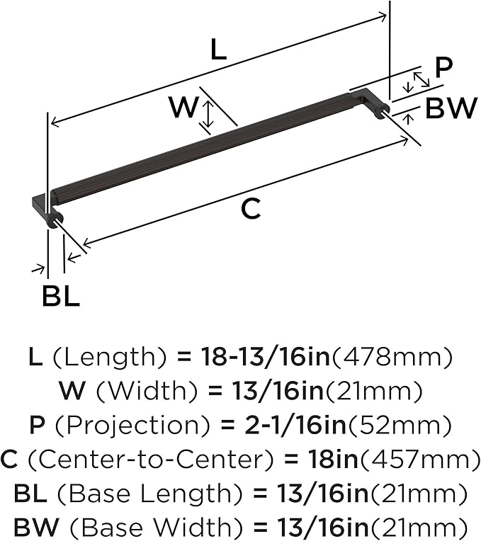 Amerock Ballard 18 inch (457mm) Center-to-Center Oil-Rubbed Bronze Appliance Pull, BP37651ORB