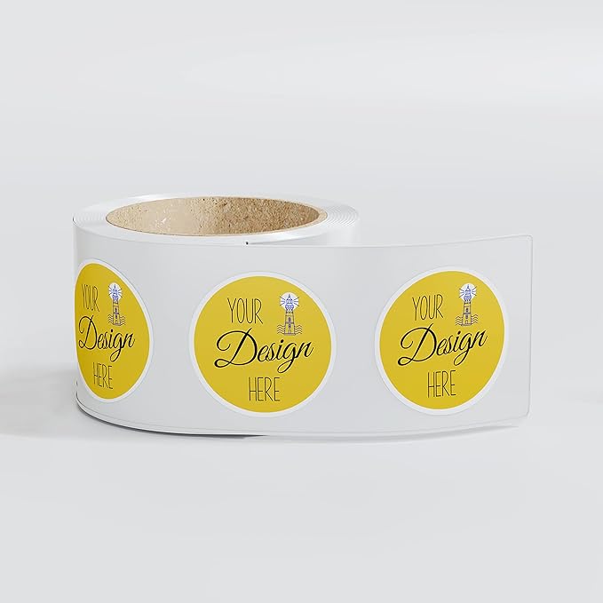 150 Roll Labels Personalized and Custom Design Stickers for Your Business Round Square Heart Star Die-Cut Any Shape and Size with Your Logo Text Image (Glossy Paper)