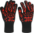 1-Pair BBQ Gloves, 1472°F Heat Resistant Non-Slip Grilling Oven Gloves for Barbecue/Baking/Cooking [S Size, Red]