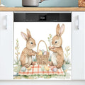 Dishwasher Magnet Cover, Easter Rabbits Picnic Magnet Sticker Fridge Panel Decal for Home Kitchen Decor, 23x26in