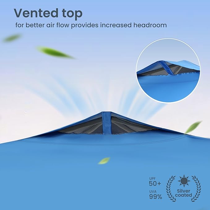 PHI VILLA 10x10 Pop Up Canopy Tent Easy Outdoor Sun Shade for Events Party Tent, 100 Sq. Ft of Shade, Blue