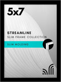 Americanflat 5x7 Picture Frame with Shatter-Resistant Glass - Streamline Collection - Thin Border Photo Frame for Tabletop and Wall Display - Hanging Hardware and Easel Stand Included - Black