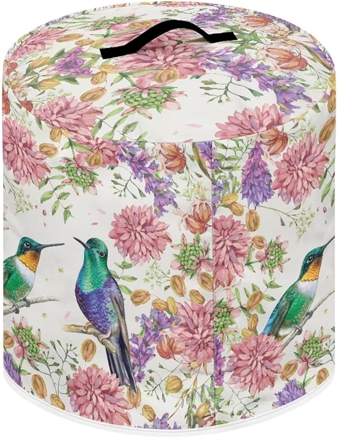 TODIYADDU Hummingbird Flower Electric Pressure Cooker Cover Round Protective Cover Bag with Pocket and Handle for Instant Pot or Rice Cooker Kitchen Small Appliance Dust Covers Nice Holiday Gifts