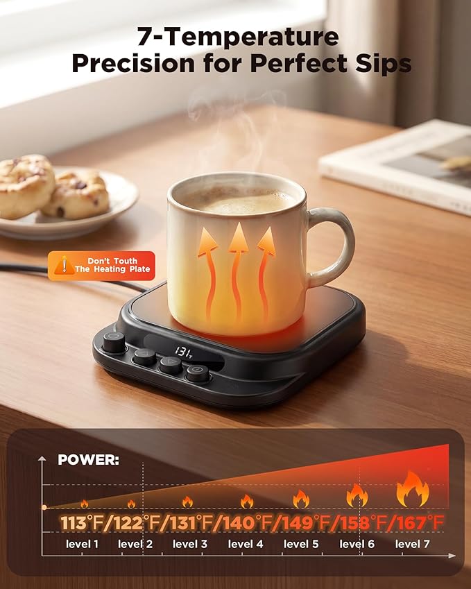 Coffee Mug Warmer for Desk-Fastest Heating Mug Warmer with Temperature Display Smart Candle Warmer Ideal Coffee Gifts & Accessories,Settings&1-12H Timer Auto Shut Off. Beverage Warmer for Coffee,Tea.