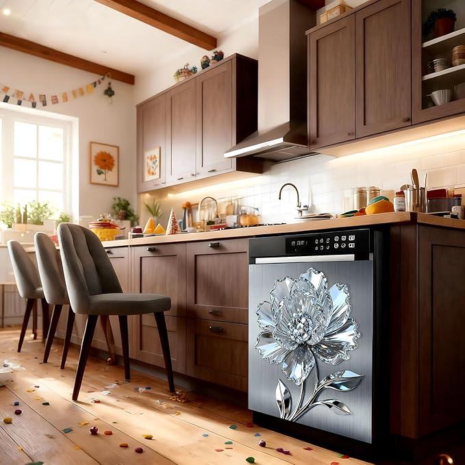 Dishwasher Magnet Cover, Dishwasher Magnetic Decoration, Flower-Themed Sticker, Dishwasher Refrigerator Protection Magnetic Decoration, Kitchen Art Decoration 23x25.5 inches