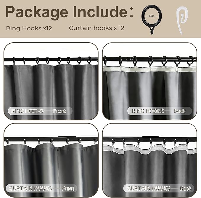 Room Divider Blackout Curtain Track Curtains Wall Dividers Panels Screen for Living Rooms Bedroom Office Privacy Partition Separation, W52 × L96 Inch,1 Panel, Grey