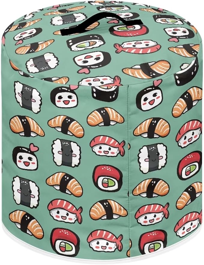 8 Quart Pressure Cooker Small Appliance Covers, Washable Dust Cover for Air Fryer Rice Cooker Kitchen Appliance Accessories with Storage Pockets, Sushi Print