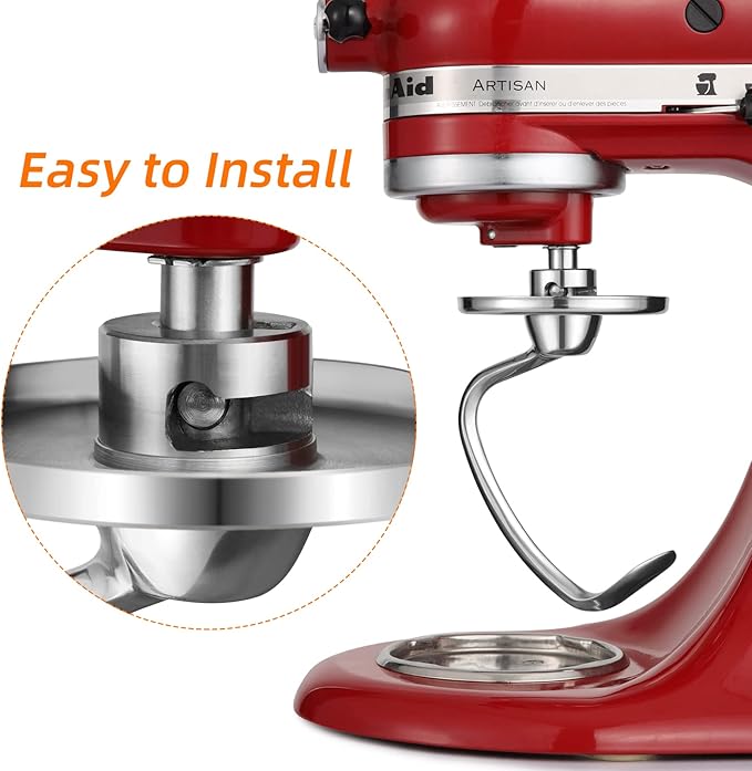 Gdrtwwh Wire Whip Dough Hook Flat Blade for KitchenAid 4.5-5 Qt. Tilt-Head Stand Mixers Accessory, Dishwasher Safe