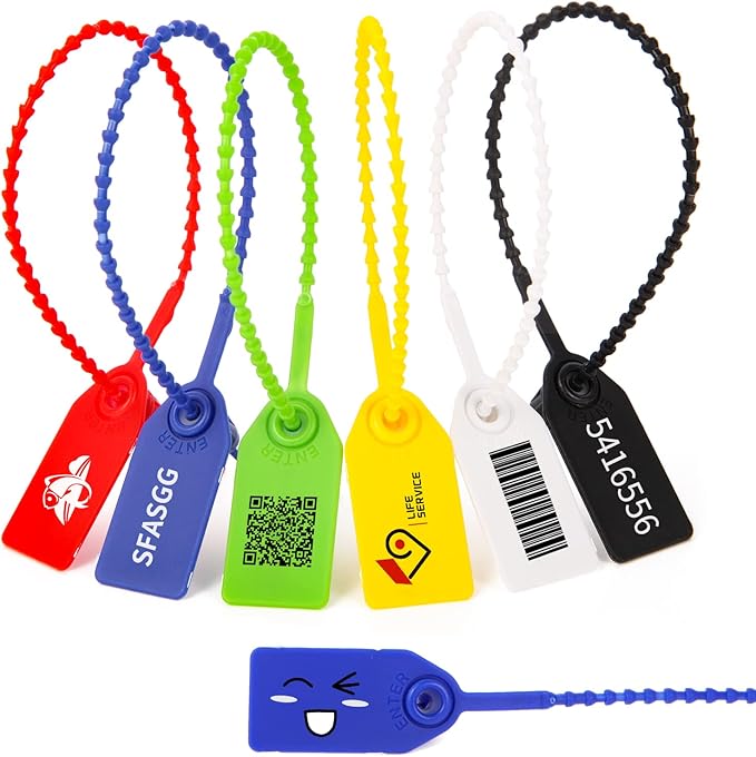 100 Plastic Tamper Seals Fire Extinguisher Tags Numbered Zip Ties Pull Tite Security Tags Disposable Self-Locking Safety Ties (Green)