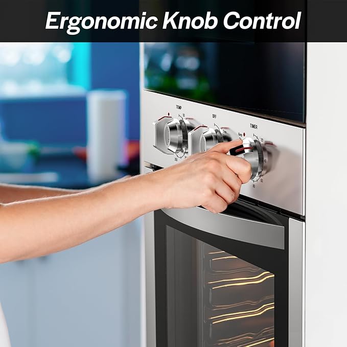 Empava 24 Inch Electric Single Wall Oven in Stainless Steel, 4 Cooking Modes with Mechenial Knob Control, 2.5 Cu.ft, 2950W