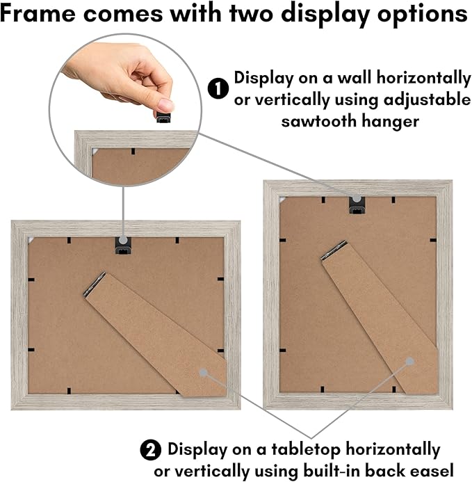Americanflat 8x10 Picture Frame with Shatter-Resistant Glass - Use as 5x7 Frame with Mat or Display 8x10 Photo Without Mat - Signature Collection - Picture Frames for Tabletop and Wall - Driftwood