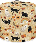 Halloween Theme Kitchen Appliance Protector Cover Bag 8 Quart Pressure Cooker/Air Fryer/Rice Cooker Dust Cover with Top Handle and Storage Pocket Black Cat Ghost Print