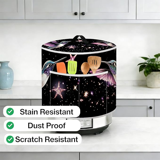 Air Fryer Dust Cover with Top Handle and Storage Bag, Compatible with Rice Cookers, Pressure Cookers, Slow Cookers and Air Fryers, Available in 3-Quart, 6-Quart and 8-Quart Sizes.