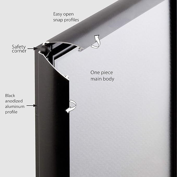 M&T Displays 8.5 x 11 Picture Frame, Front Loading Diploma Frame, Black Color, 1" Profile Size, 50 Packs