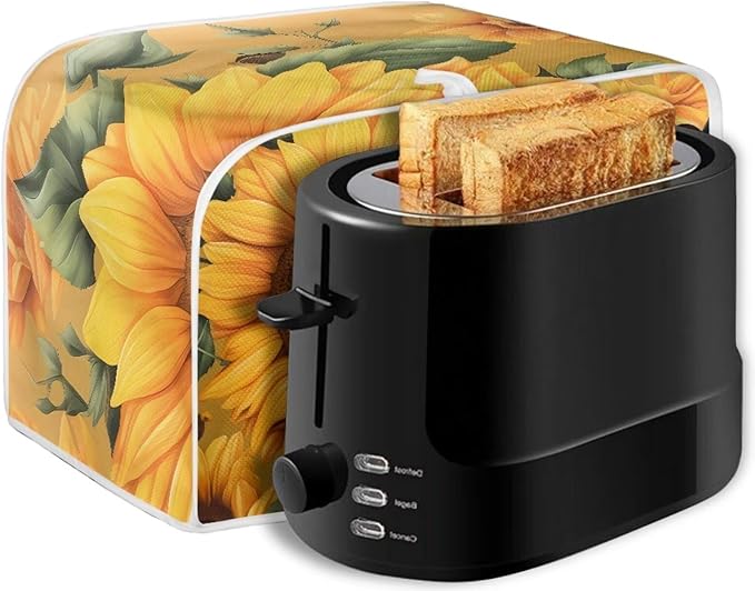 Sunflower Hummingbird Print Toaster Cover 4 Slice for Kitchen Small Appliance Universal Size Bread Maker Dustproof Cover