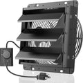 HG Power 10 Inch Shutter Exhaust Fan with Speed Controller, 647CFM High-Speed Vent Fan with, 1400RPM Wall Mounted Attic Fan for Shed, Garage, Greenhouse Ventilation, Black