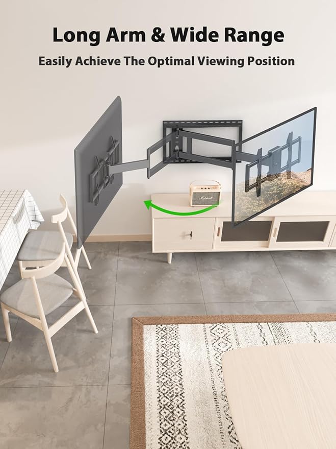 USX Mount Long Arm TV Wall Mount for Most 42-95 inch Television 40 Inch Extension Full Motion TV Mount，Wall Mount Bracket with 90°Swivel Up to 150lbs Fits 16” 18” 20” 24” Stud VESA 800x400mm
