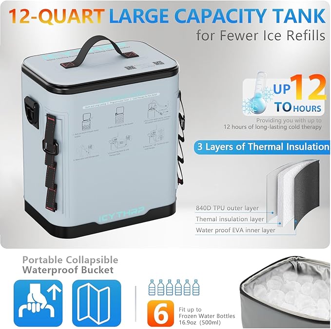 Cold Therapy Machine with Programmable Timer, Portable Ice Machine for Hip After Surgery, Hip Replacement Recovery System, Cryotherapy Pain Relief with Compression Pad