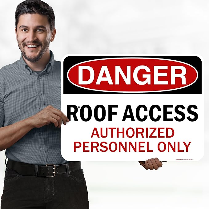 Danger Roof Access Authorized Personnel Only Sign, 18x24 Inches, Rust Free .063 Aluminum, Fade Resistant, Made in USA by My Sign Center