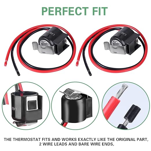 Refrigerator Defrost Thermostat W10225581, 2 Pcs Bimetal Defrost Thermostat Exact use for Whirlpool, Sears, Kenmore Refrigerator: Replace