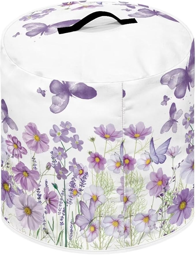 Flashideas Purple Butterfly Pressure Cooker Cover for Women Insulated Rice Cooker Cover with Easy to Clean Lining Stain Resistant Dust Cover with Pockets for Instant Pot 6 Quart Appliance Cover