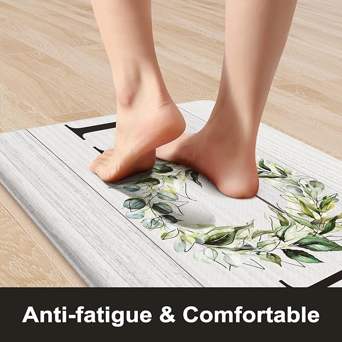 KIMODE Farmhouse Kitchen Mat 2PCS Anti Fatigue Kitchen Rugs Non-Skid Waterproof Kitchen Floor Mat Cushioned Comfort Standing Mat for Office,Laundry,Sink,Home