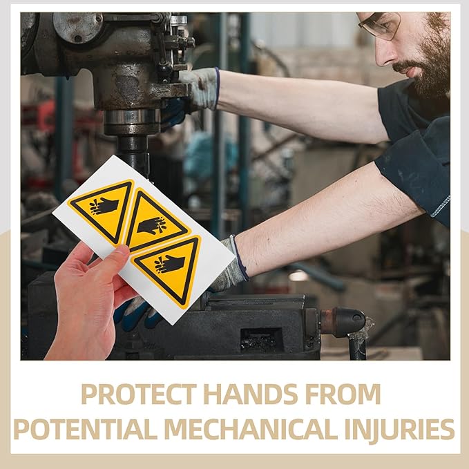 VALICLUD 6pcs Warning Stickers for Machinery High Visibility Hand Injury Caution Labels with Strong Adhesive Safety Markers for Hazardous Risk Prevention in Industrial Settings