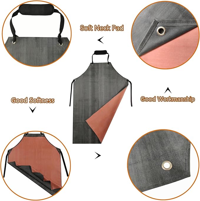 TonLing Rubber Apron Waterproof with Thick Rubber Gloves for Men and Women, Heavy Duty Chemical Aprons with Adjustable Neck Pad for Dishwashing, Dog Grooming, Cleaning, Lab Work, Butcher, Dishwasher