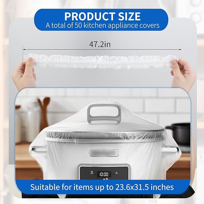 Dust Cover Compatible with Crockpot Cover - Oval Disposable Thickened Plastic Cover Compatible With Crockpot Cover Accessories,50 PCS