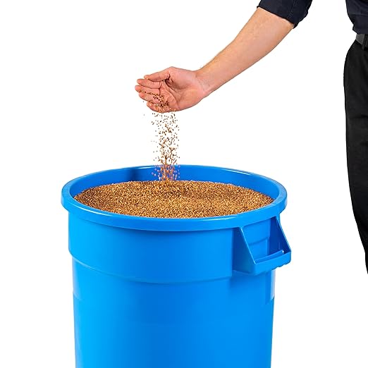PRO&Family Commercial Round Trash Can, Ingredient Bin, Heavy-Duty Plastic, Anti-Static, Kitchen, Office, Outdoor Use (Blue, 20 Gallon)