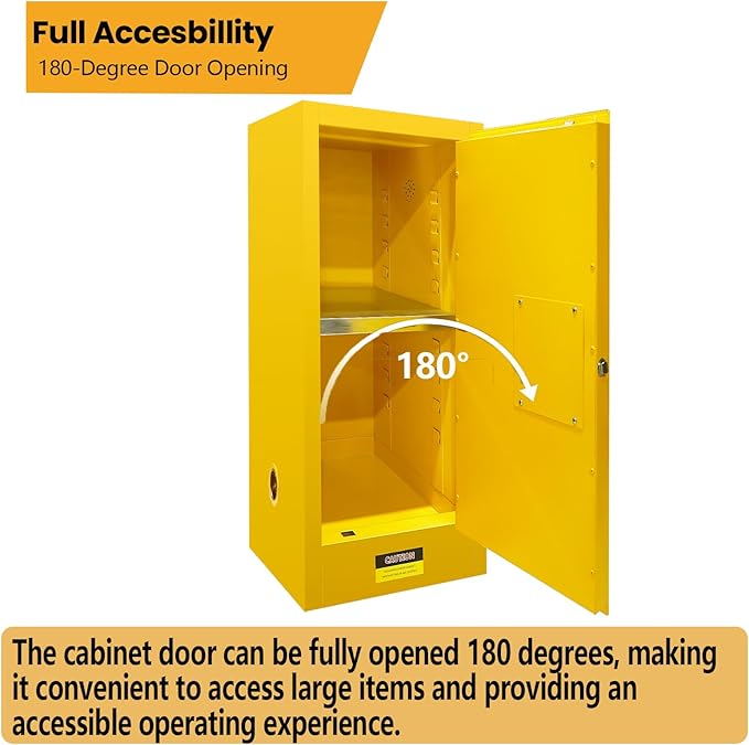 159 Gal Flammable Storage Cabinet for Laboratory , Double Alloy Steel Build with 3-Point Locking System, Designed for Lab Technicians and Safety Managers,Metal Hazardous Material Storage Cabinet