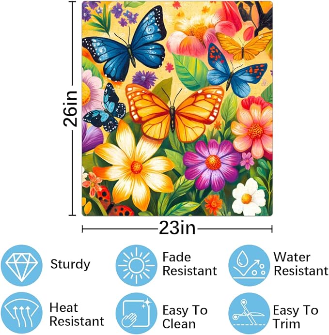 Colorful Butterflies Flowers Dishwasher Magnet Cover Front Dishwasher Cover Decor Reusable Magnetic Door Cover Panel Decal Home Appliances Stickers Kitchen Refrigerator Fridge 23"x26"