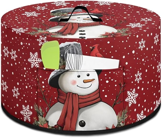 Snowman Cardinal Snowflake Print Slow Cooker Dust Cover Protective with Pocket Keep Appliance Clean Fit Most 6-8 Quart Crock Pot Kitchen Appliance Accessories for Christmas Decor