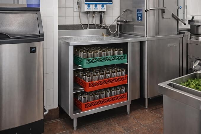 AmGood 22-1/2 in. x 24 in. x 30 in Stainless Steel Glass Rack Storage Cabinet with Rack Slides