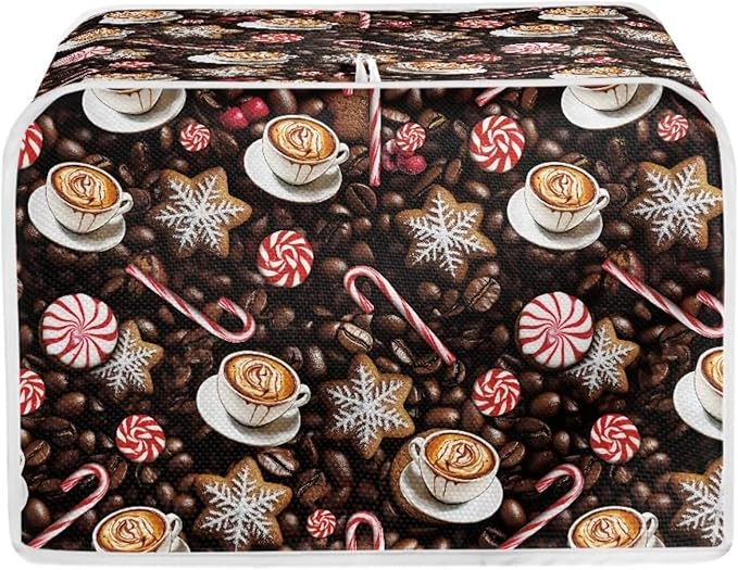 UNICEU Coffee Toaster Cover 2 Slice Coffee Candy Cookies Toaster Dust Cover Stain Resistant Oil Protection Dust Cover for Bread Maker,Washable Kitchen Small Appliance Covers with Top Handle,Size M