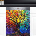 Tree of Life Spring Dishwasher Magnet Cover Tree of Life Rainbow Glass Dishwasher Decorative Cover Front Dishwasher Door Cover Reuseable Dishwasher Cover for Kitchen Home Appliances 23" X 26"
