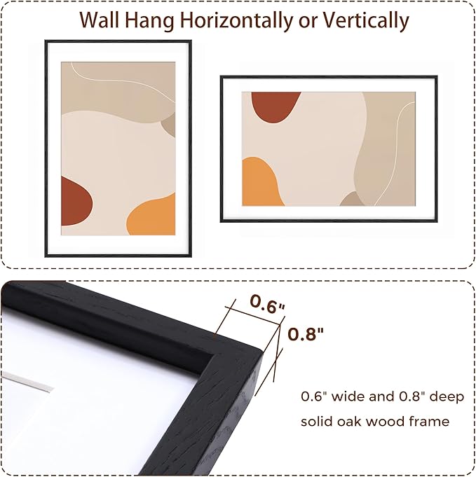 24x36 Black Picture Frame, Black Poster Frames 24 x 36, Solid Oak Wood Frames 24 x 36 Frame, 24"x36" Picture Frame with Tempered Glass, 24x36 Frames Matted to 20x30, 24 by 36 Art Frame for Home Decor