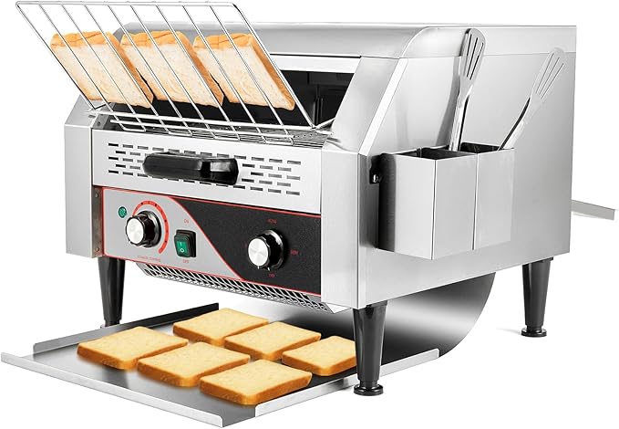 WICHEMI Commercial Toaster 450 Slices/Hour Commercial Conveyor Toaster Electric Stainless Steel Heavy Duty for Restaurant Bun Bagel Bread, 2600W