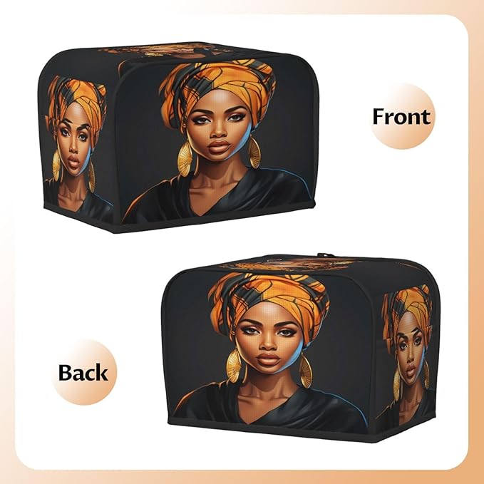 Toaster Cover 2 Slice African Women Waterproof Appliance Cover with Hang Loop Bread Baker Toaster Cover for Kitchen