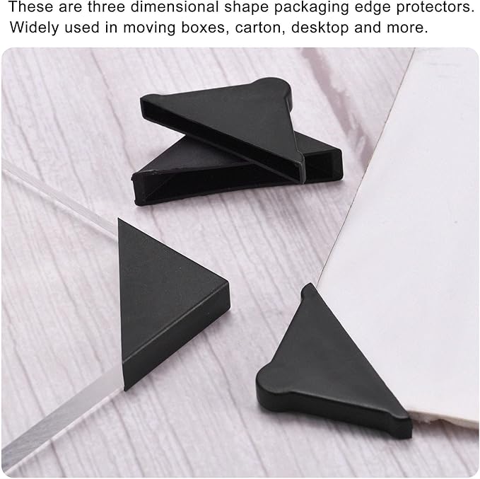 uxcell 20Pcs Plastic Corner Protectors 3x50mm Right Angle Shape Glass Corner Guards Cushion for Corner Protection of Glass, Mirror, Tile, Black